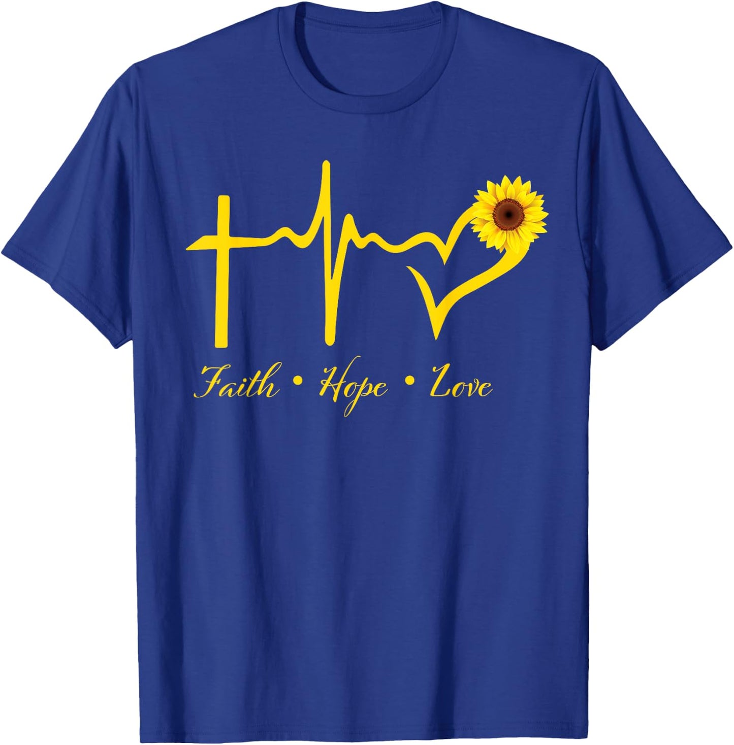 Faith Hope Love Christian Gifts Women Sunflower Religious T-Shirt - T-Shirt | Royal