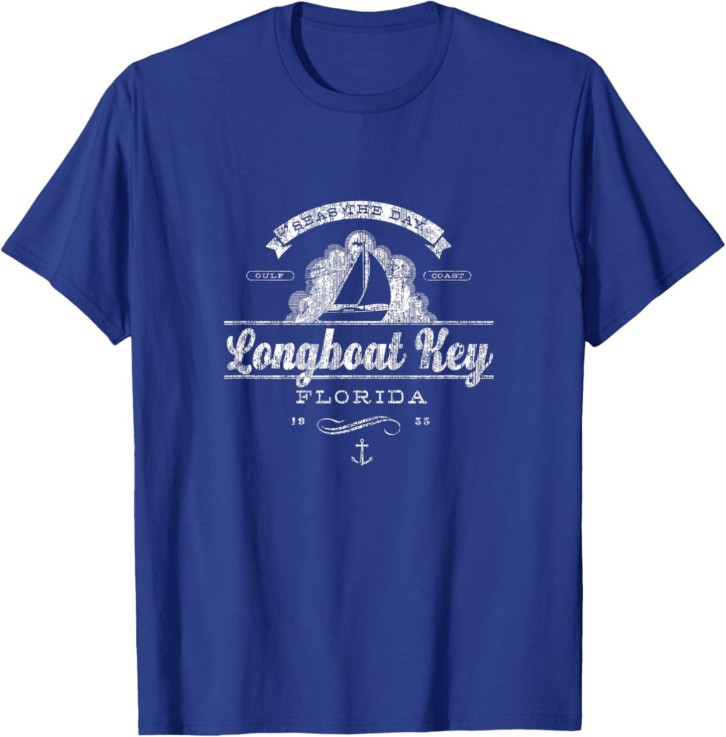 Longboat Key FL Sailboat Vintage Nautical T-Shirt - T-Shirt | Royal