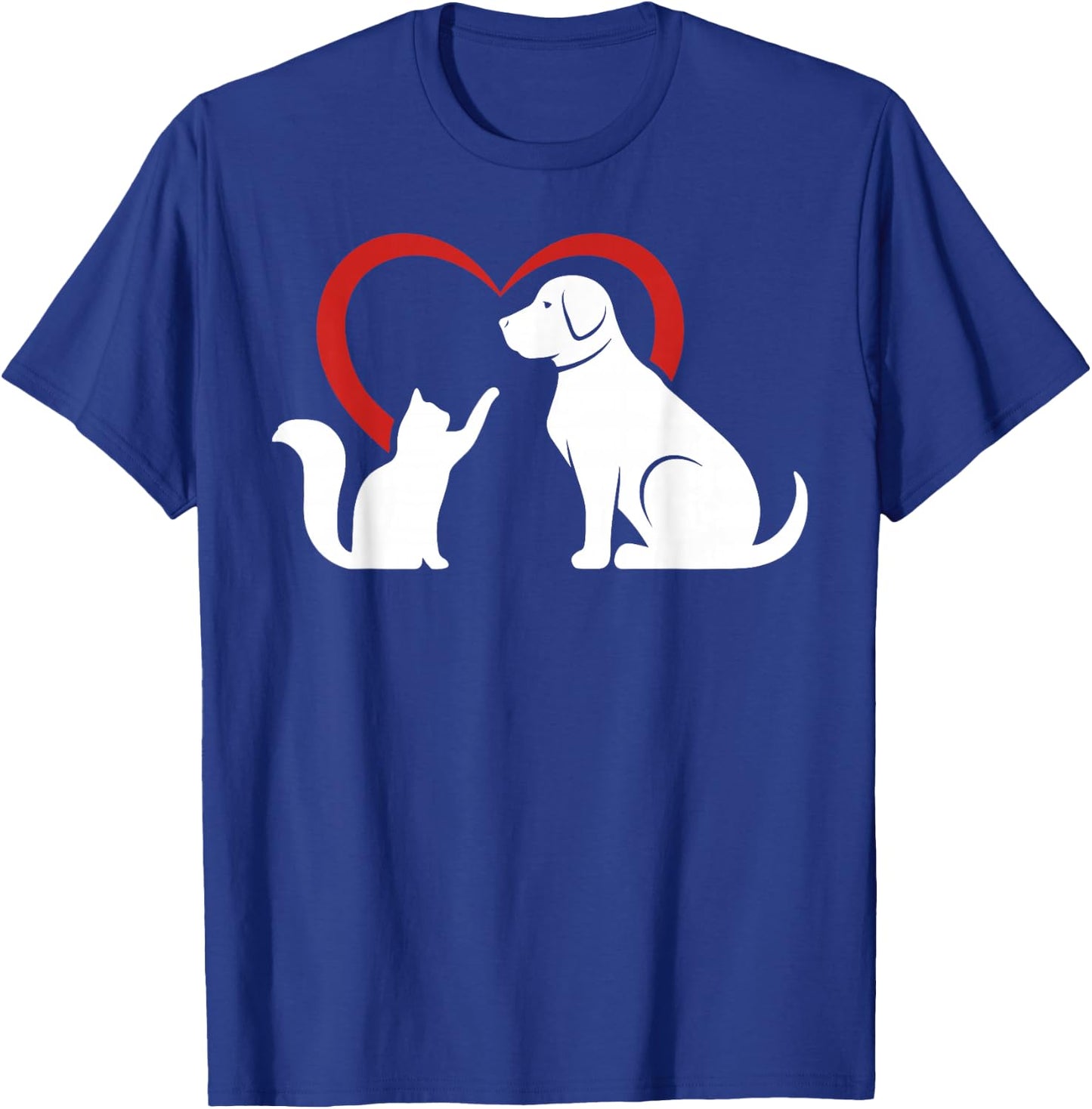 Dog Puppy and Baby Cat Heart - Animal Dog & Cat T-Shirt - T-Shirt | Royal