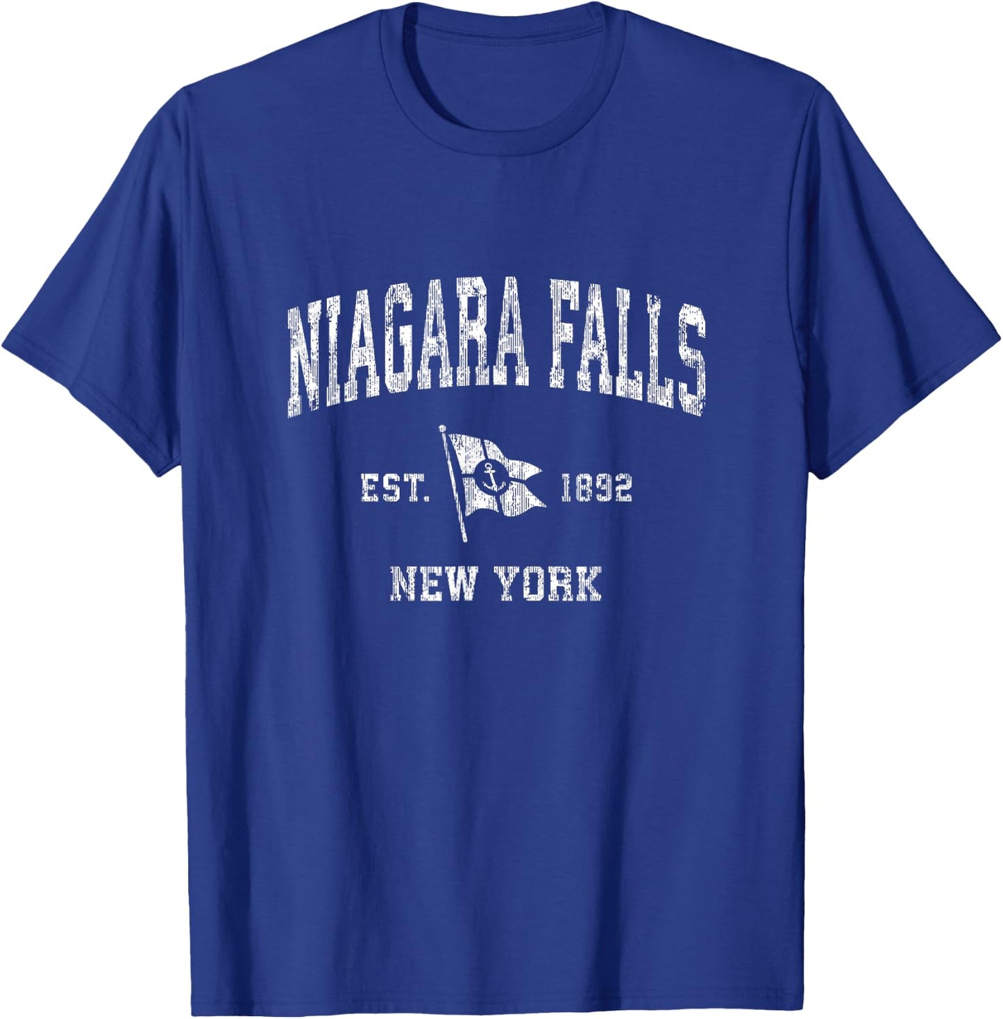 Niagara Falls NY Vintage Nautical Boat Anchor Flag Sports T-Shirt - T-Shirt | Royal
