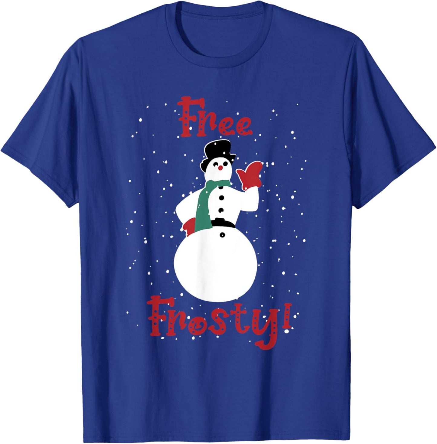Free Frosty Snowman In Winter Snows White Xmas T-Shirt - T-Shirt | Royal