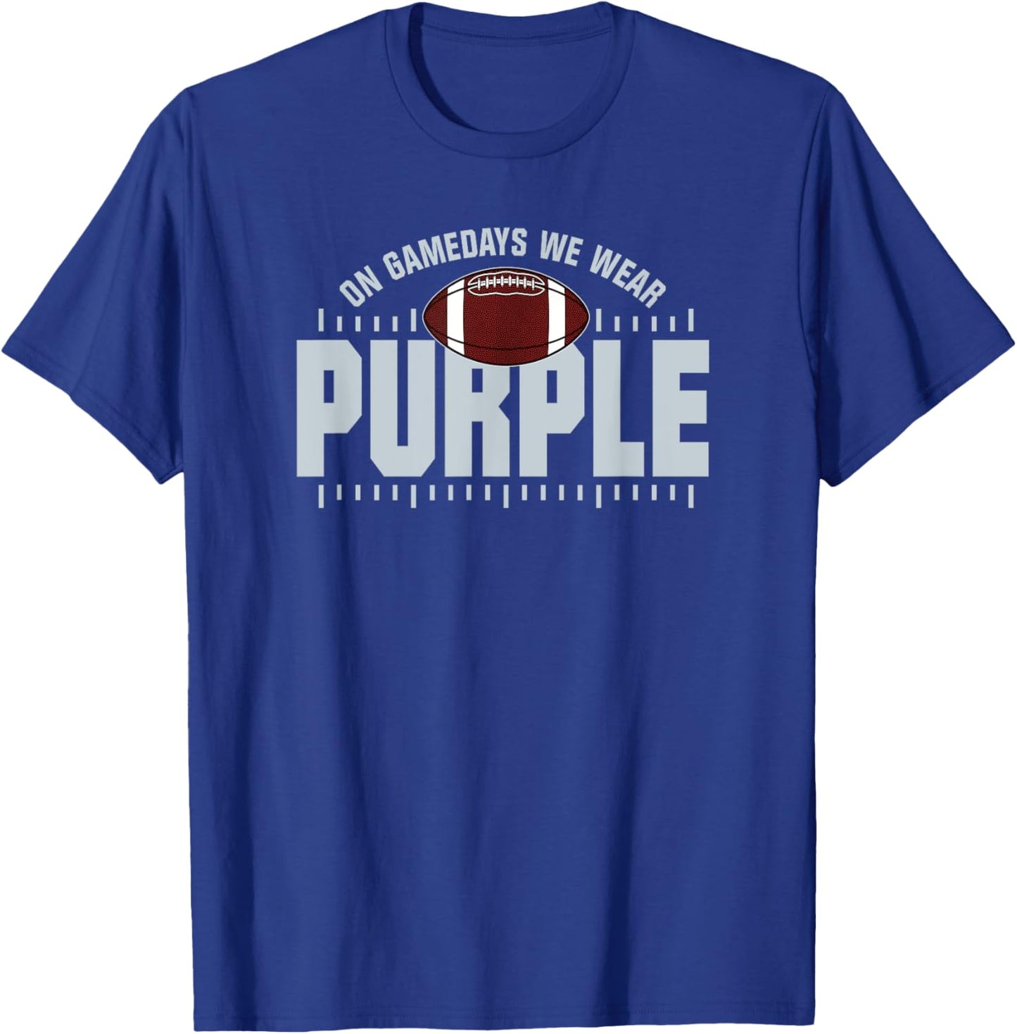 On Gamedays We Wear Purple Silver Lettering T-Shirt - T-Shirt | Royal