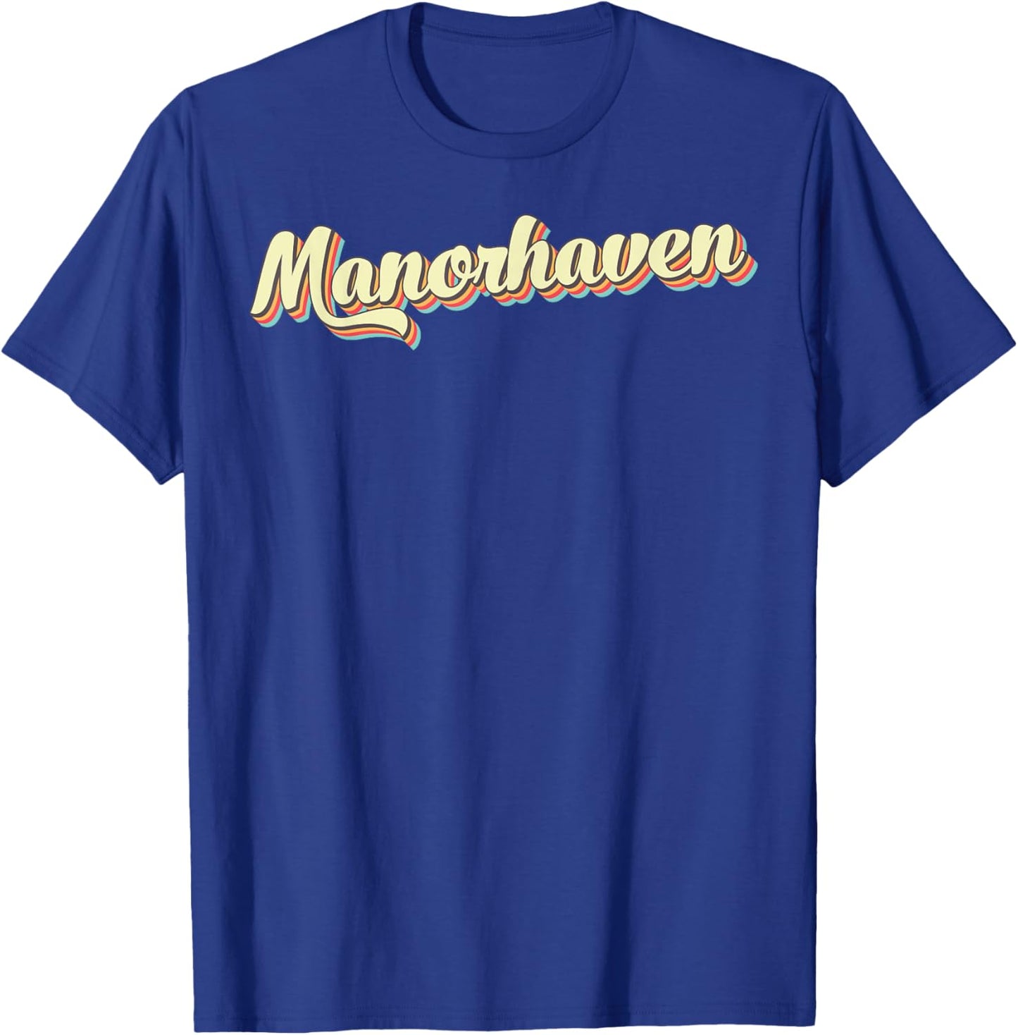 Manorhaven Retro Art Baseball Font Vintage T-Shirt - T-Shirt | Royal