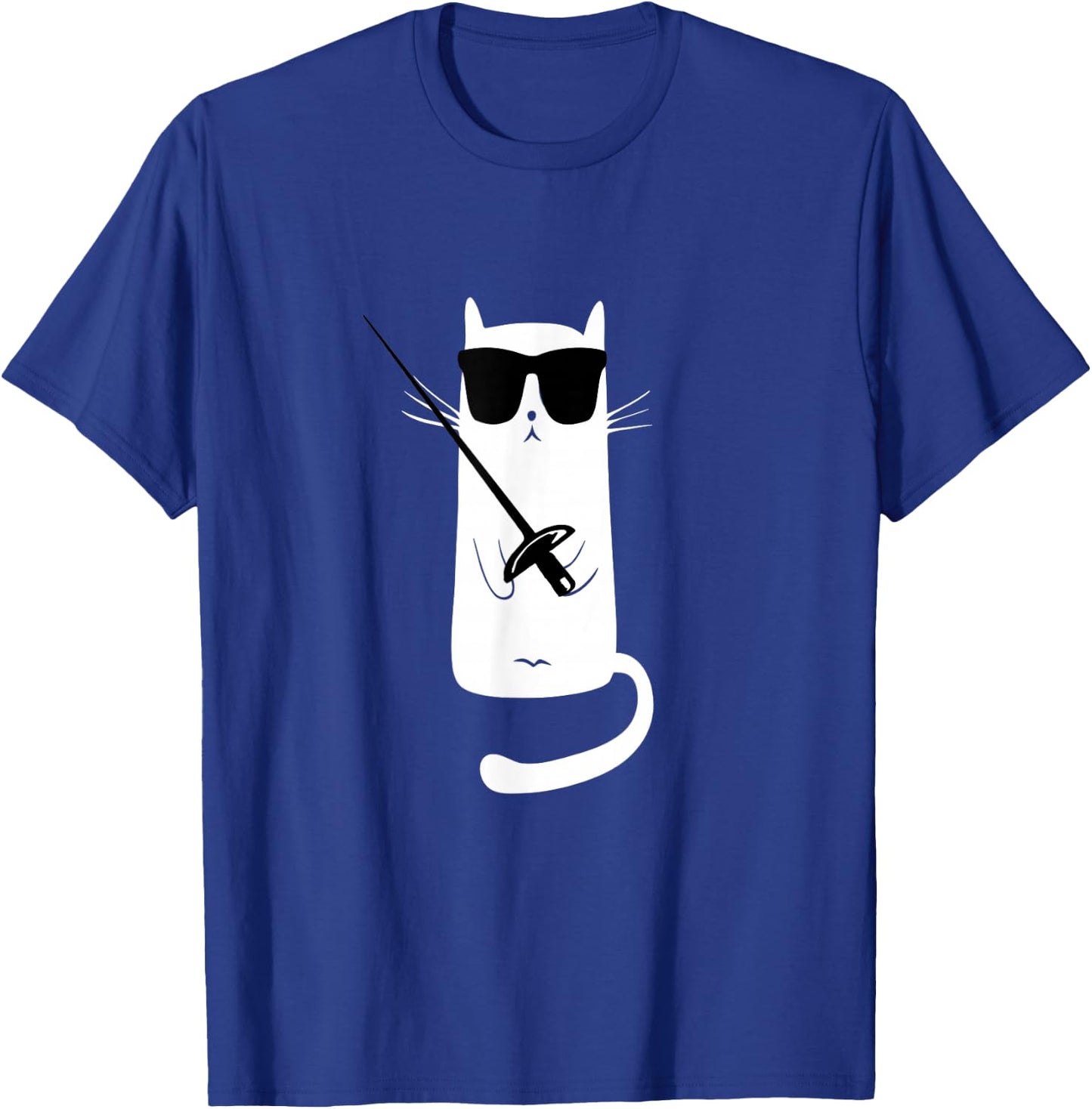 Funny Cat Wearing Sunglasses Fencing T-Shirt - T-Shirt | Royal