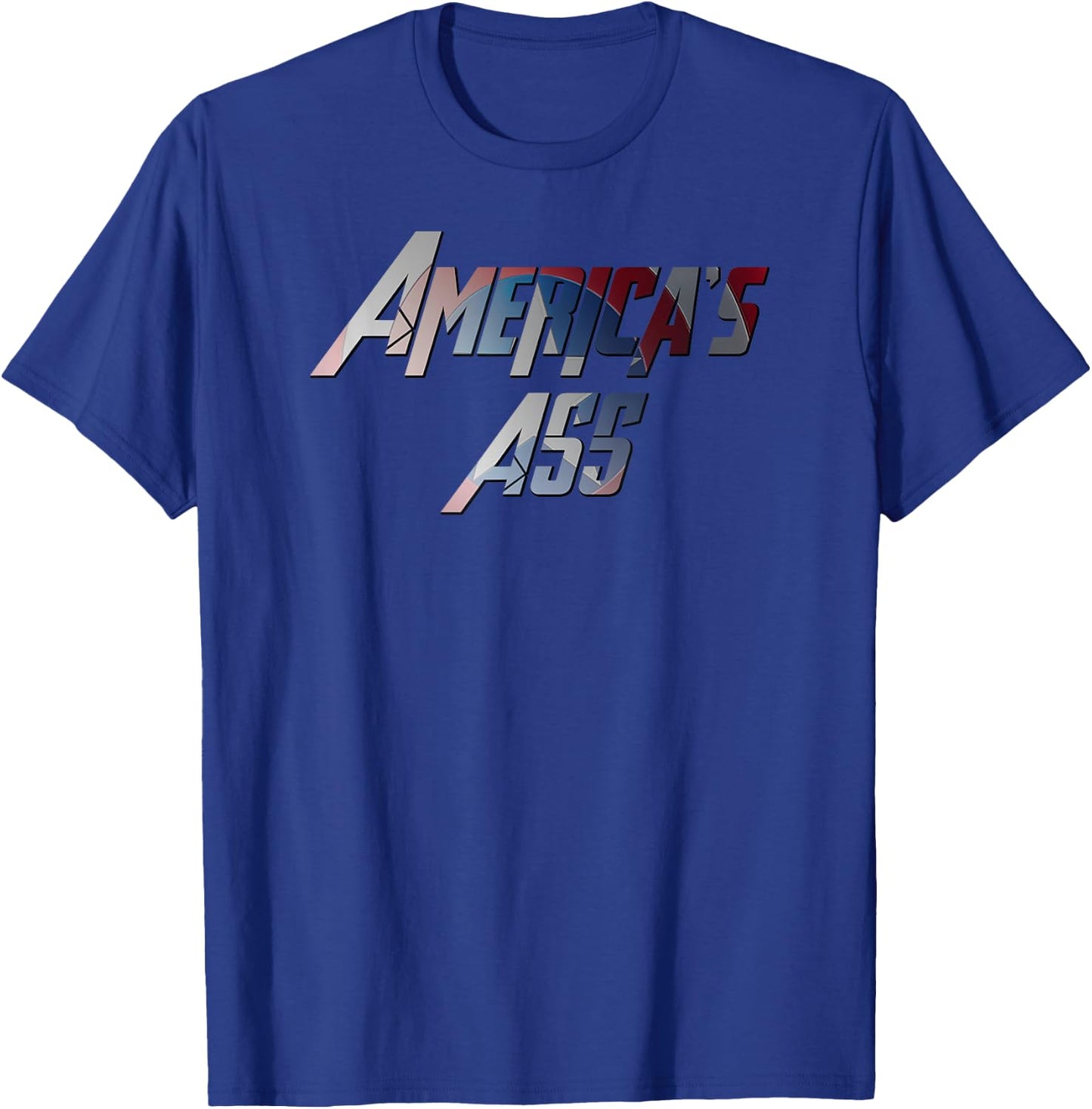 Captain Shirts Co America's Ass Funny - Men's Black Classic Fit Short Sleeve Cotton - Small T-Shirt - T-Shirt | Royal