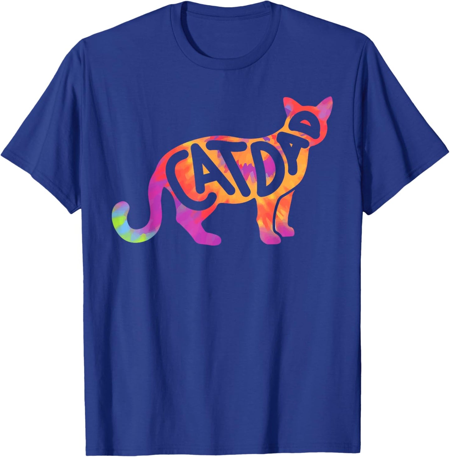 Cat Dad Daddy Father's Day Men Funny Tie Dye Retro Vintage T-Shirt - T-Shirt | Royal