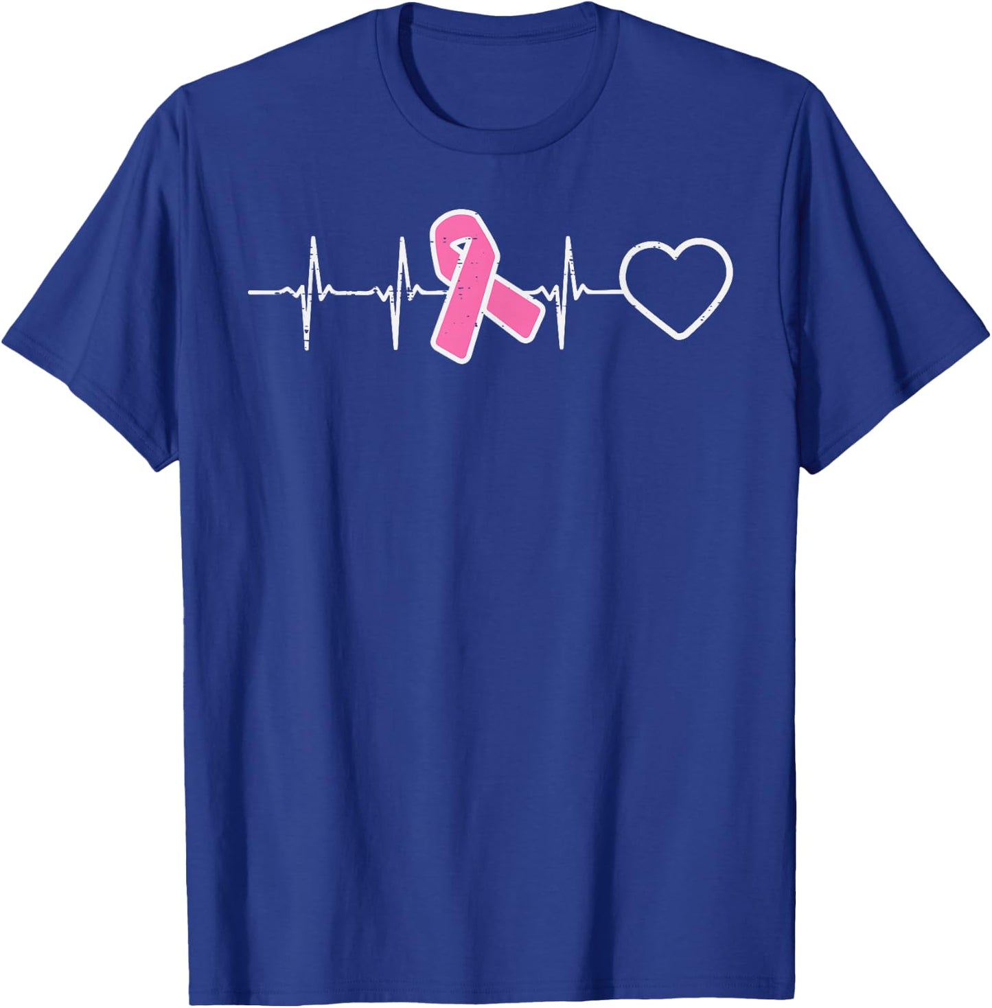Heartbeat Pink Ribbon Nurse Srub Breast Cancer Awareness T-Shirt - T-Shirt | Royal