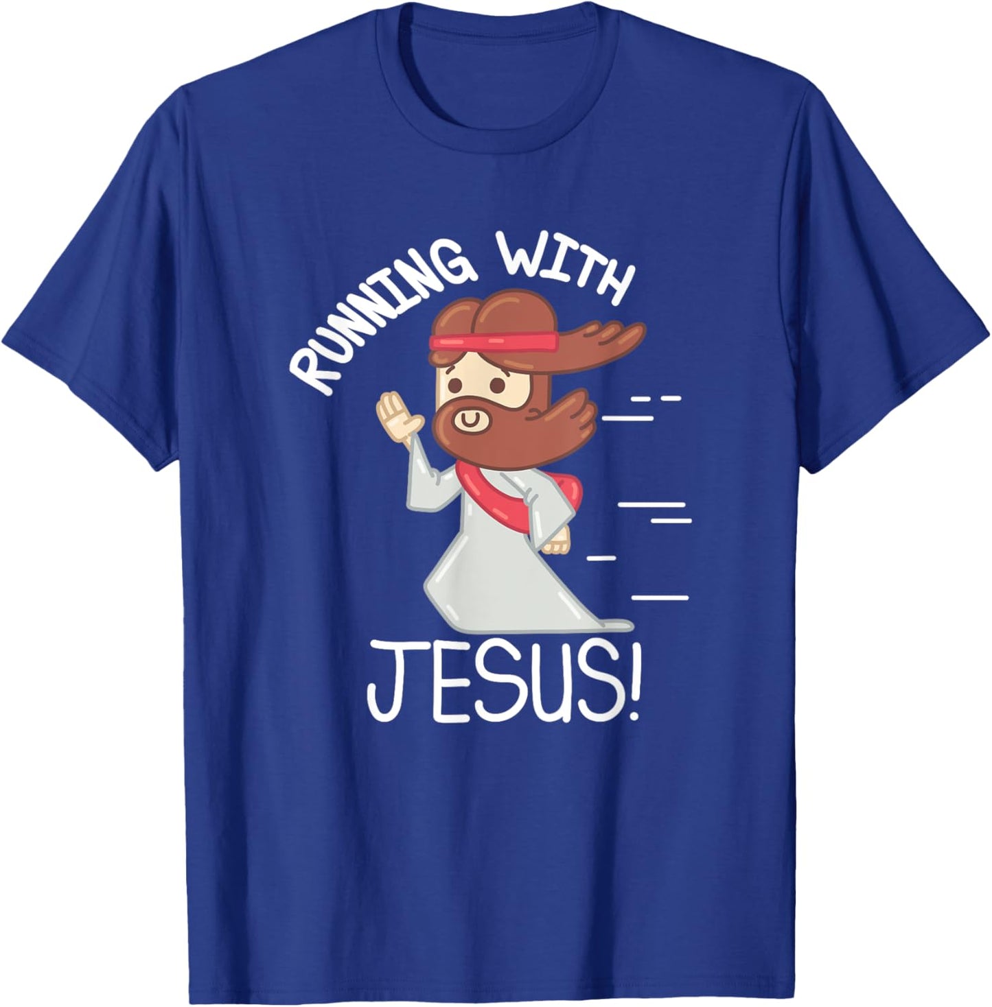 Running With Jesus Christian Faith Runner And Jogging T-Shirt - T-Shirt | Royal