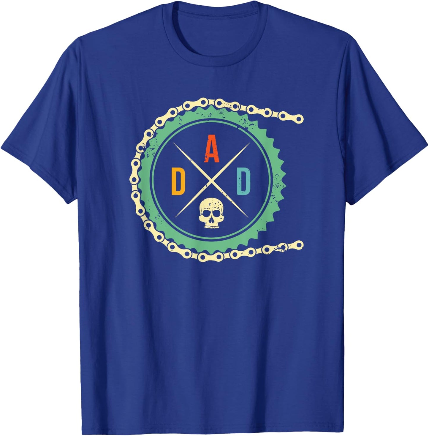 Cool Bike Skull Dad Mountain Biking MTB Riding Cycling Biker T-Shirt - T-Shirt | Royal