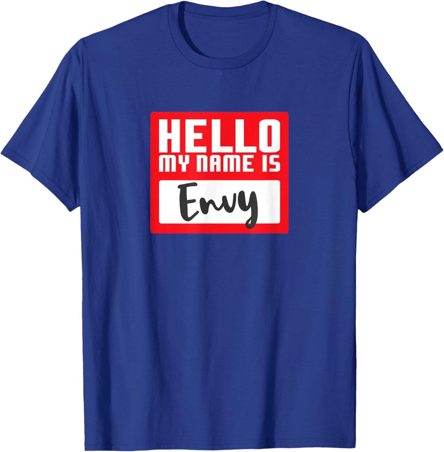 Funny Halloween Costume Hello My Name is Envy Pun Couples T-Shirt - T-Shirt | Royal