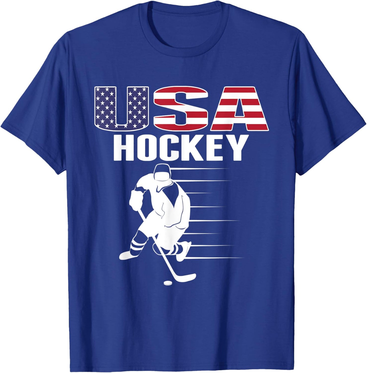 America Ice Hockey Fans Jersey USA Flag Support Hockey Team T-Shirt - T-Shirt | Royal