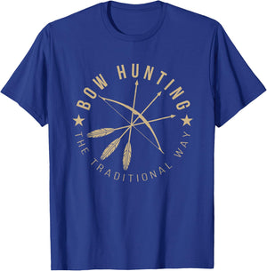 Bogenschieen Apparel Co. Traditional Archery Hunting - Black, Small, -Adults T-Shirt - T-Shirt | Royal