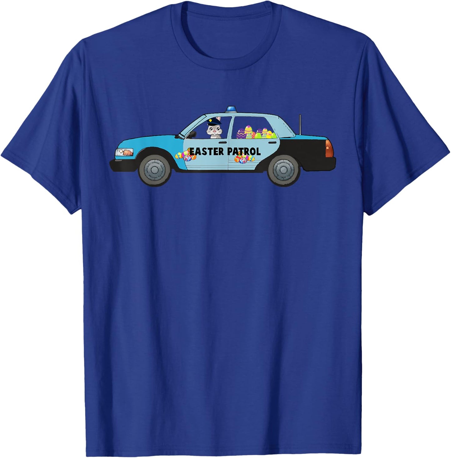 Easter Police Eggs Boys Girls Kids Bunny Rabbit Cruiser T-Shirt - T-Shirt | Royal