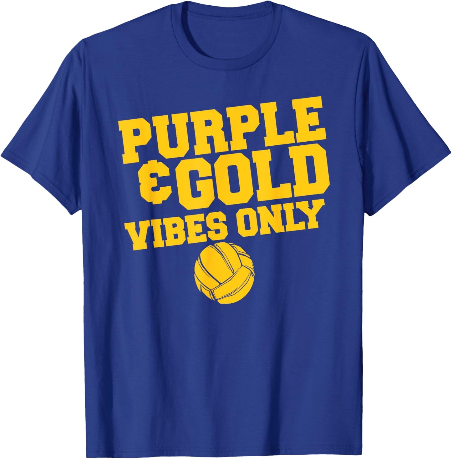Purple Gold Game Day High School Volleyball Group Team T-Shirt - T-Shirt | Royal
