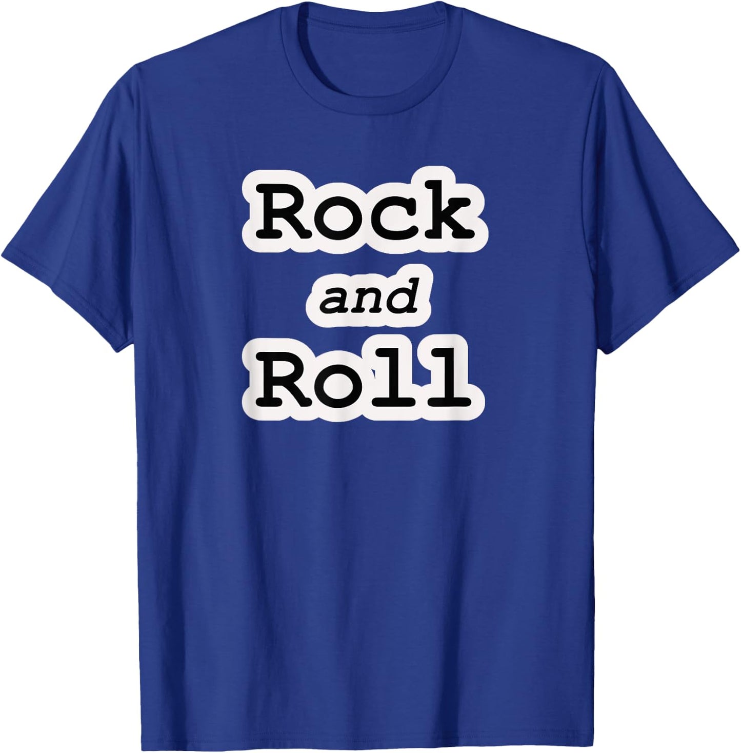 Rock and Roll Music Black and White Design Writing T-Shirt - T-Shirt | Royal