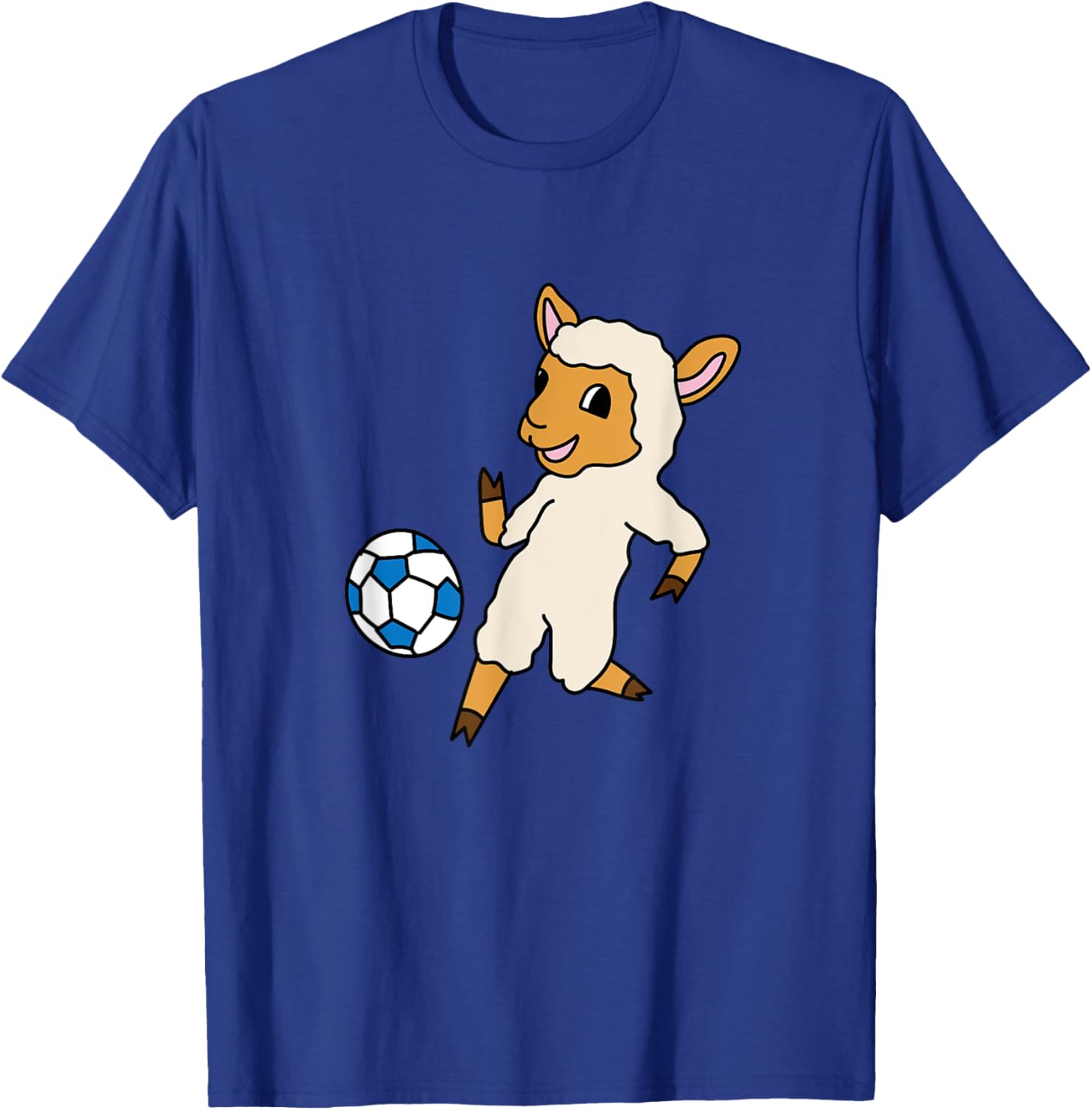 Cute Lamb Playing Soccer Ball Sports Sheeps T-Shirt - T-Shirt | Royal