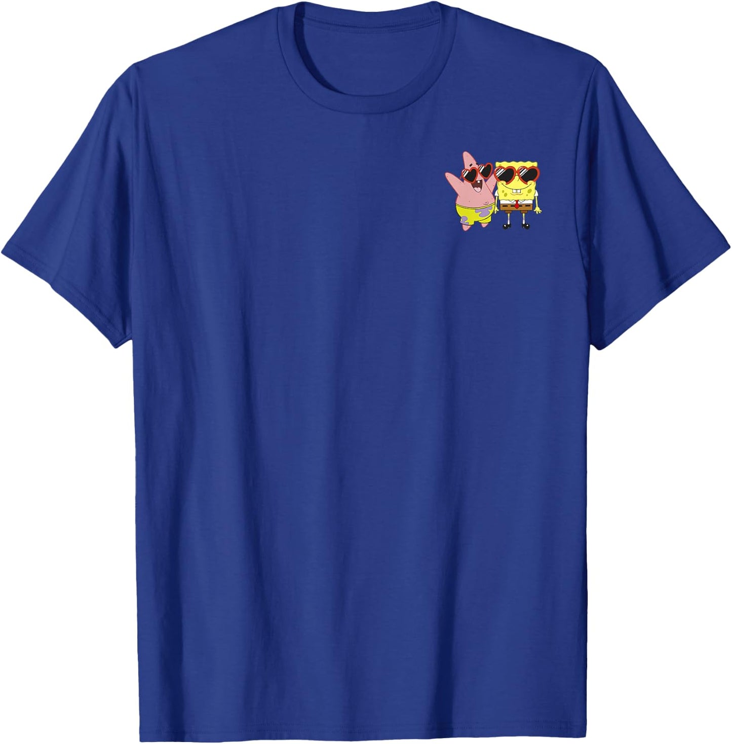 SpongeBob SquarePants Patrick Star Heart Glasses Left Chest T-Shirt - T-Shirt | Royal