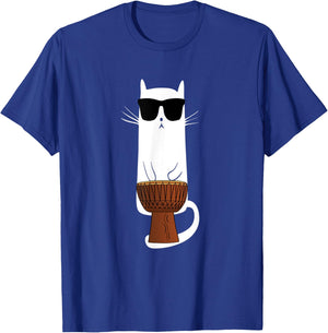 Funny Cat Wearing Sunglasses Playing Bongo's Women Kids T-Shirt - T-Shirt | Royal