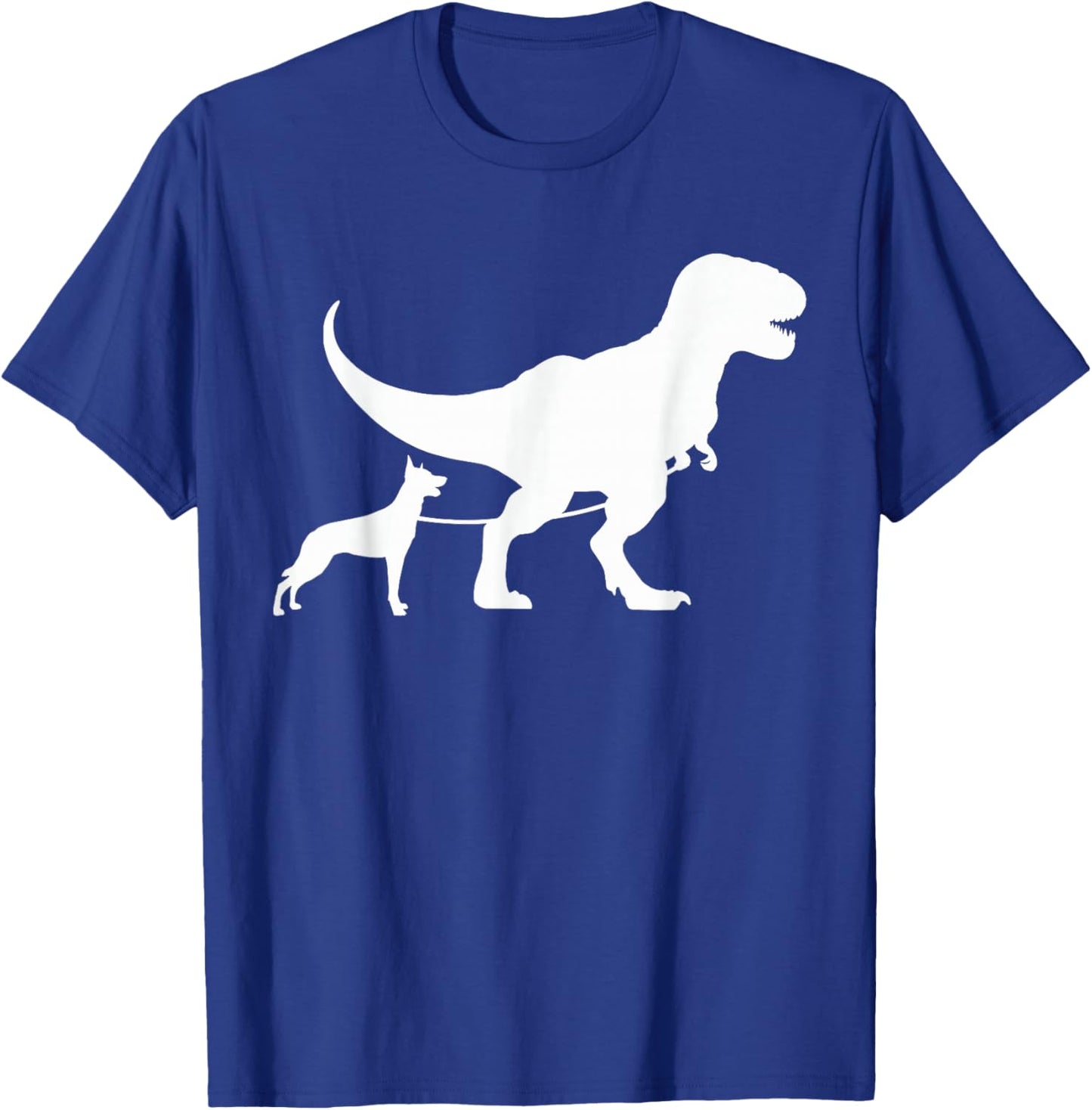 T-Rex Walking a Dog Funny Belgian Malinois Dad Dog Lovers Men Women Kids T-Shirt - T-Shirt | Royal