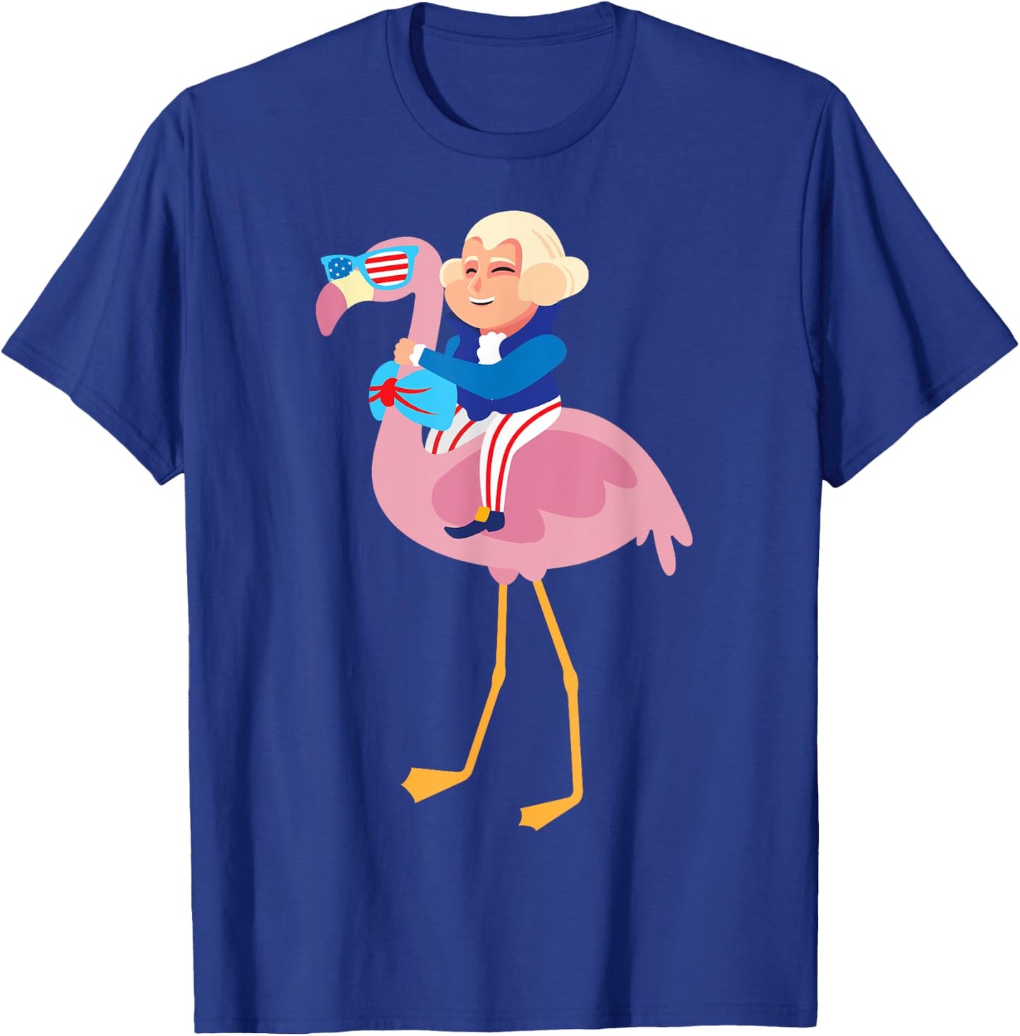 George Washington Flamingo 4th Of July American Flag Gift T-Shirt - T-Shirt | Royal