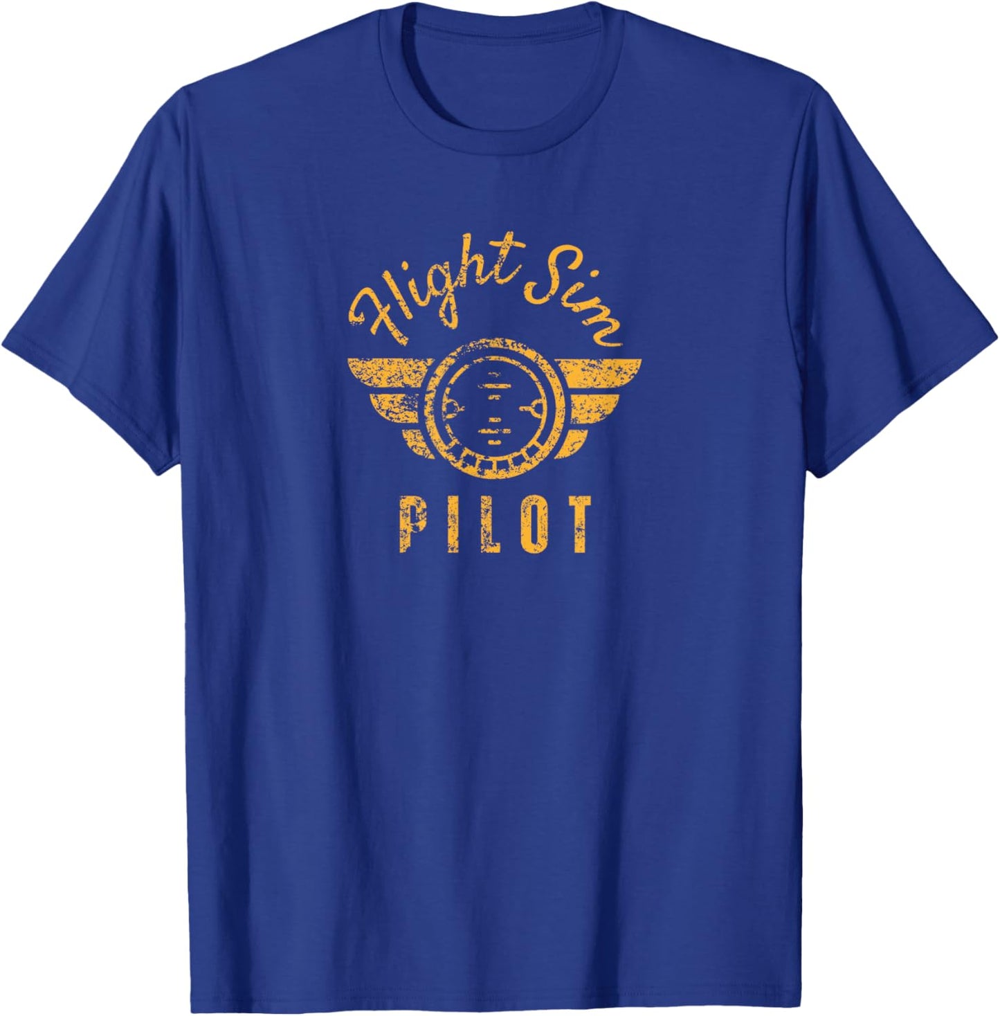 Aviation Flight Sim Apperal Retro Pilot - -Adults - Black - Small - Short Sleeve - Classic Fit - Cotton & Polyester Blend T-Shirt - T-Shirt | Royal