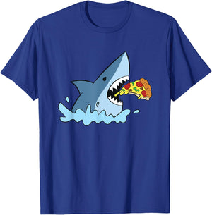 Shark Eating Pizza Kids Fast Food Pizza T-Shirt - T-Shirt | Royal