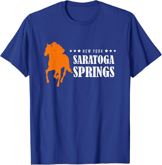 Upstate New York Saratoga Springs Horse Racing Vintage T-Shirt - T-Shirt | Royal