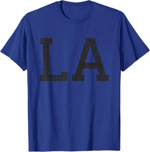 Los Angeles Women Men | Cool Black Text Distressed LA T-Shirt - T-Shirt | Royal