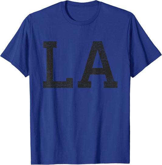 Los Angeles Women Men | Cool Black Text Distressed LA T-Shirt - T-Shirt | Royal