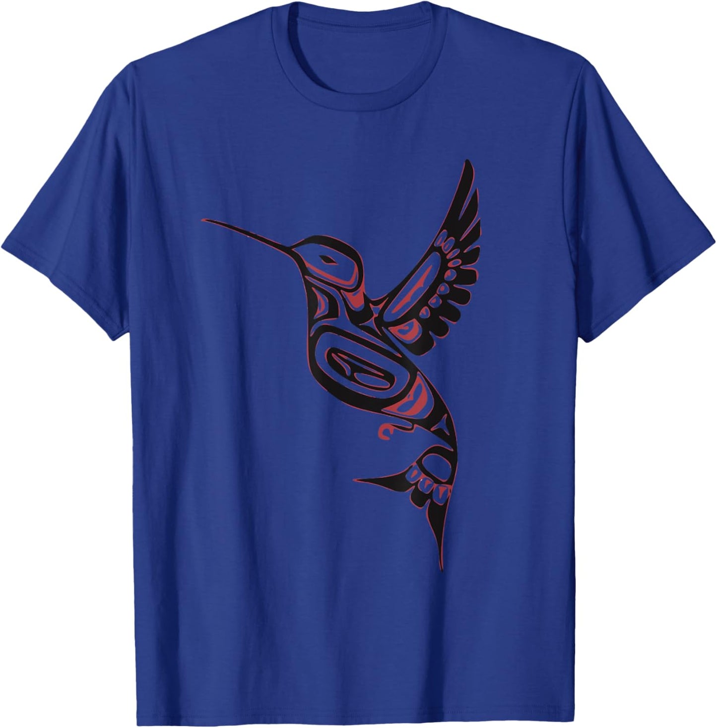 Pacific Northwest tribe art hummingbird kingfisher bird T-Shirt - T-Shirt | Royal