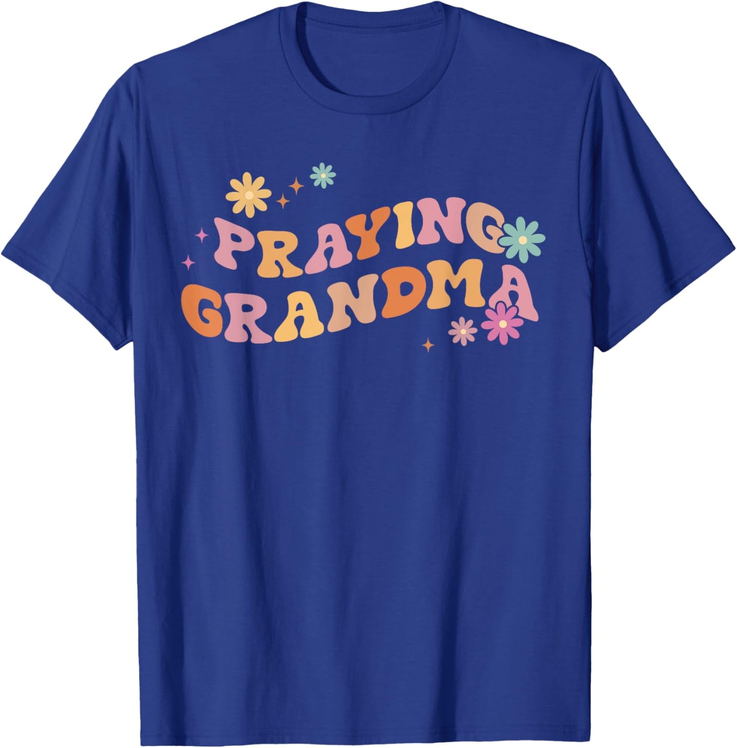 Christian Mother's Day Groovy Flower Prayer Praying Grandma T-Shirt - T-Shirt | Royal