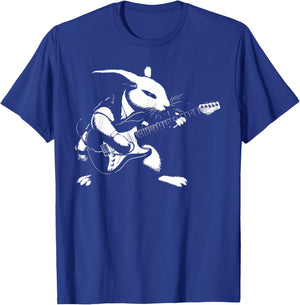 Rabbit Playing Bass Guitar Shirt Men Animal Playing Guitar T-Shirt - T-Shirt | Royal
