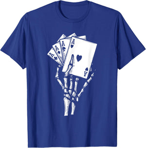 Skeleton Hand Playing Card Lazy Halloween Costume Poker T-Shirt - T-Shirt | Royal