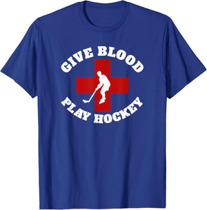 Give Blood Play Hockey T-Shirt - T-Shirt | Royal