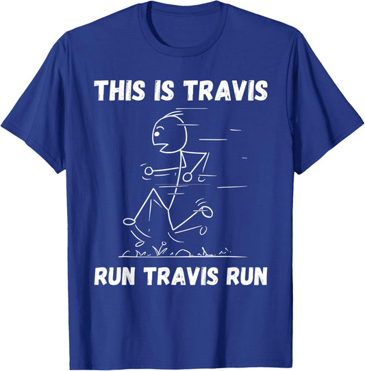 This is Travis Run Travis Run Personalized Name Track Team T-Shirt - T-Shirt | Royal