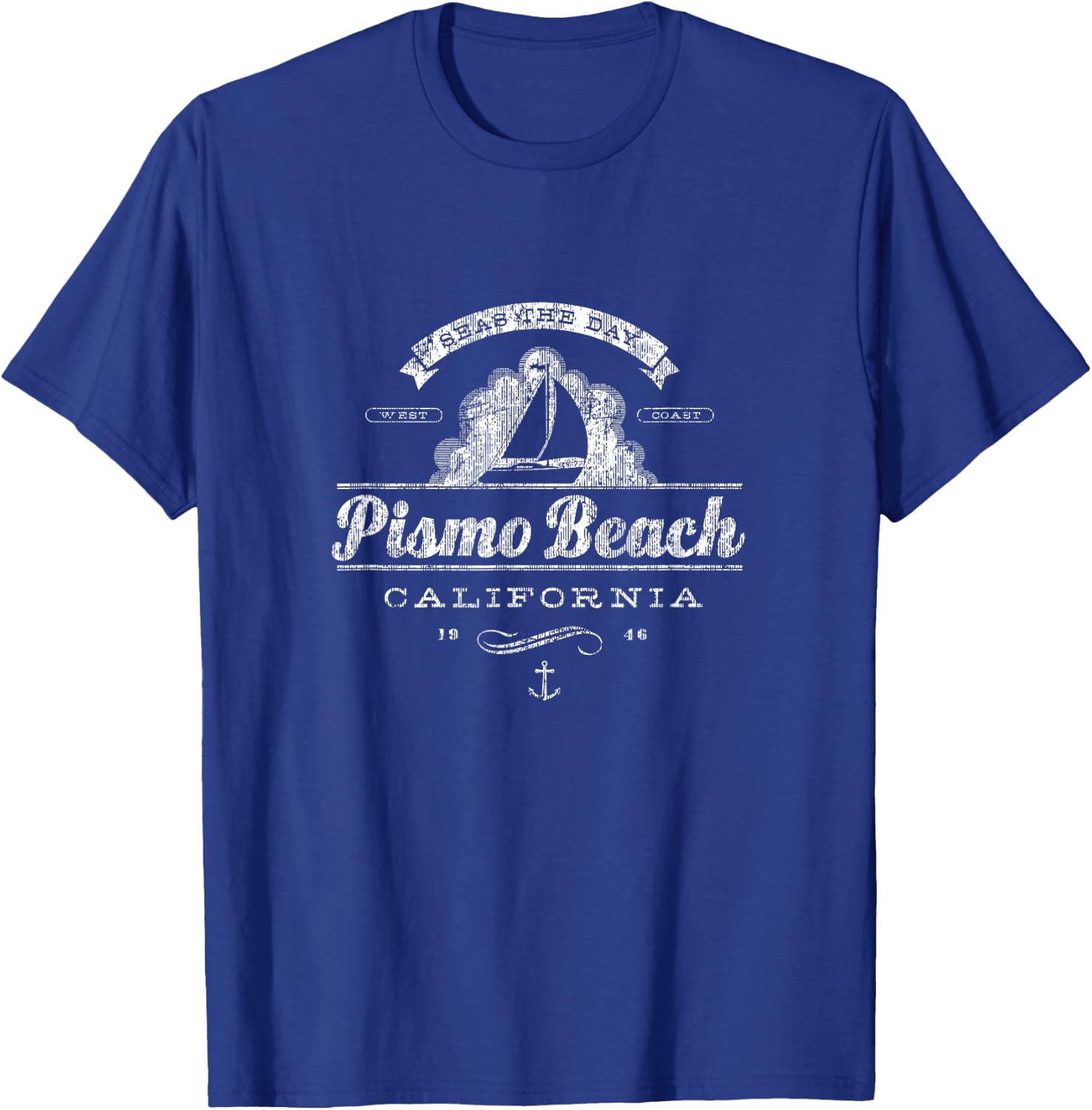 Pismo Beach CA Sailboat Vintage Nautical T-Shirt - T-Shirt | Royal