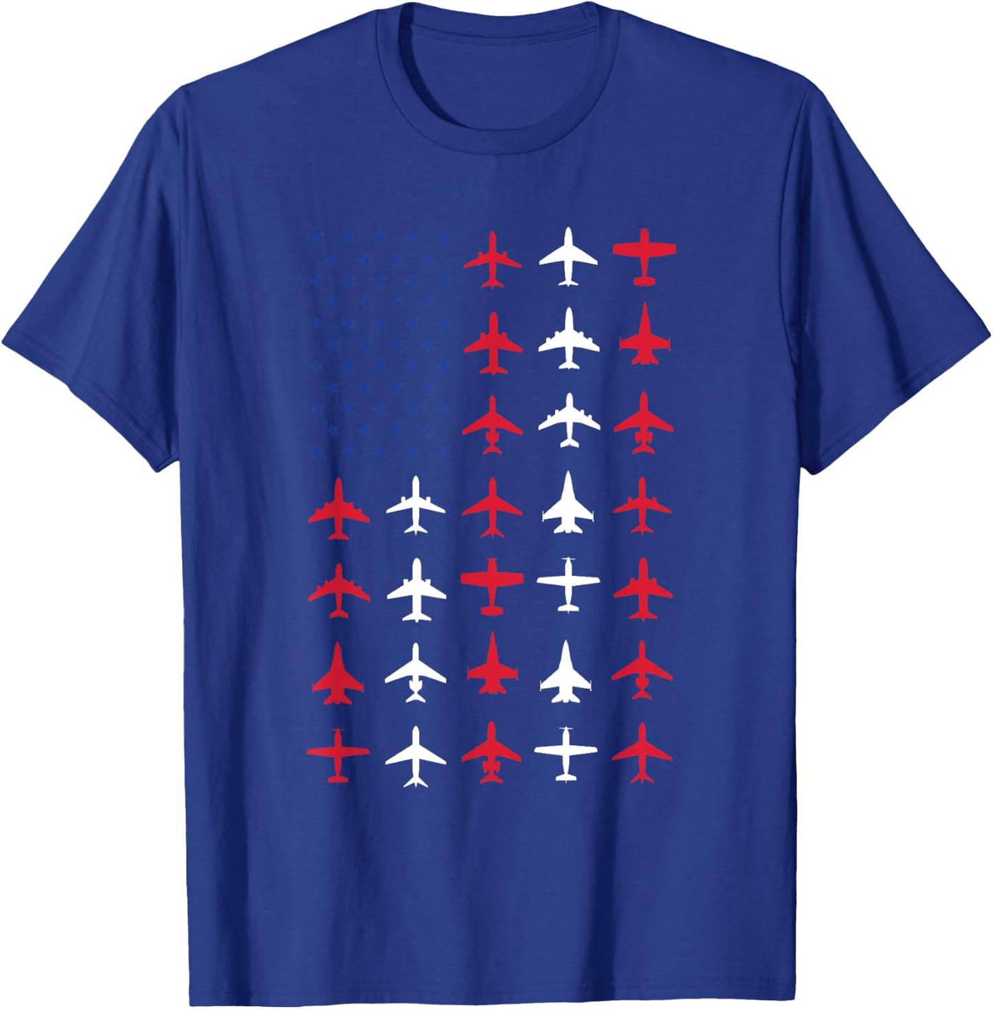Plane Aviation Pilot Airplane Aircraft American Flag T-Shirt - T-Shirt | Royal