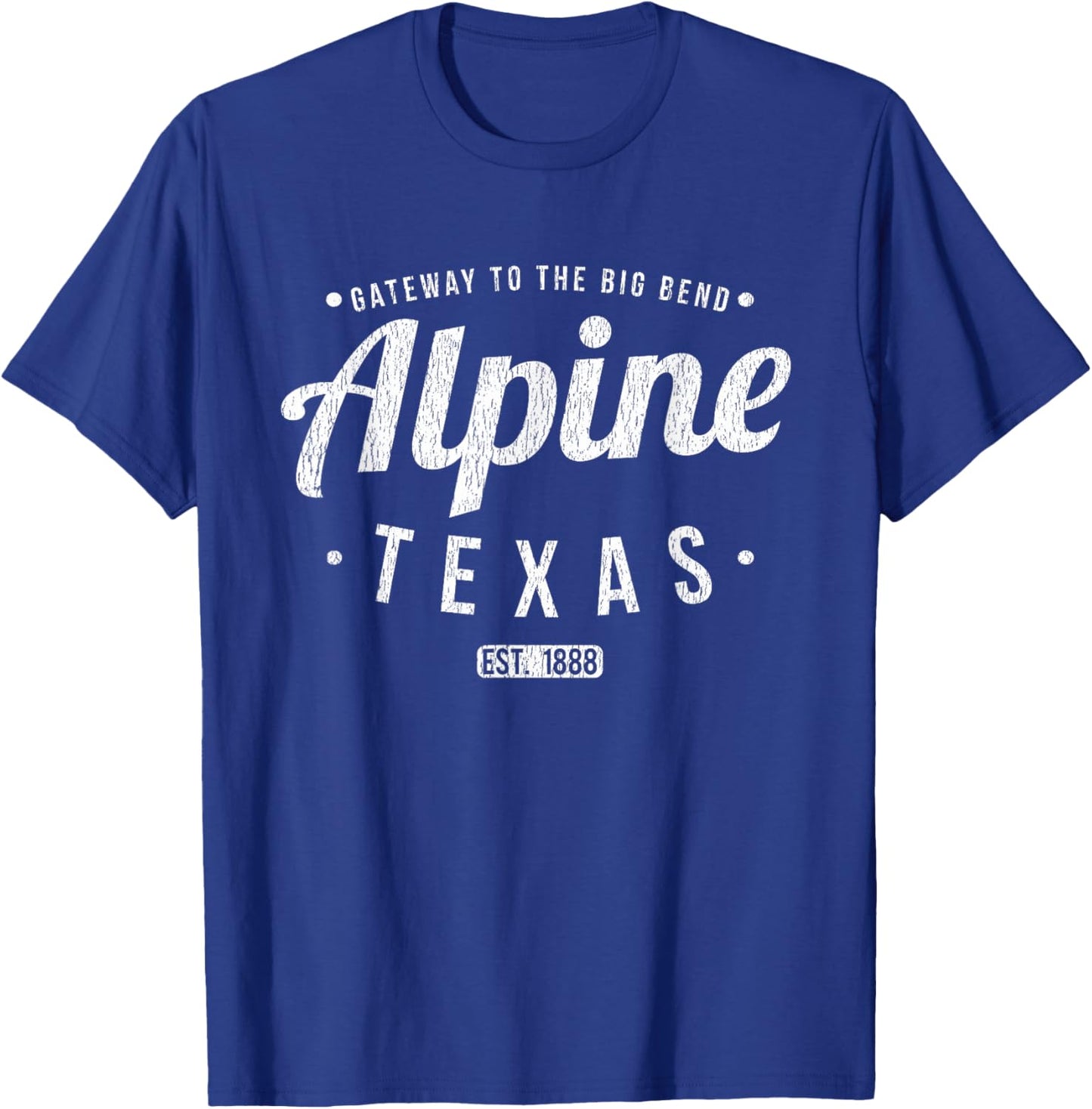 Alpine Texas Vintage Minimalist Retro Souvenir TX Alpine T-Shirt - T-Shirt | Royal