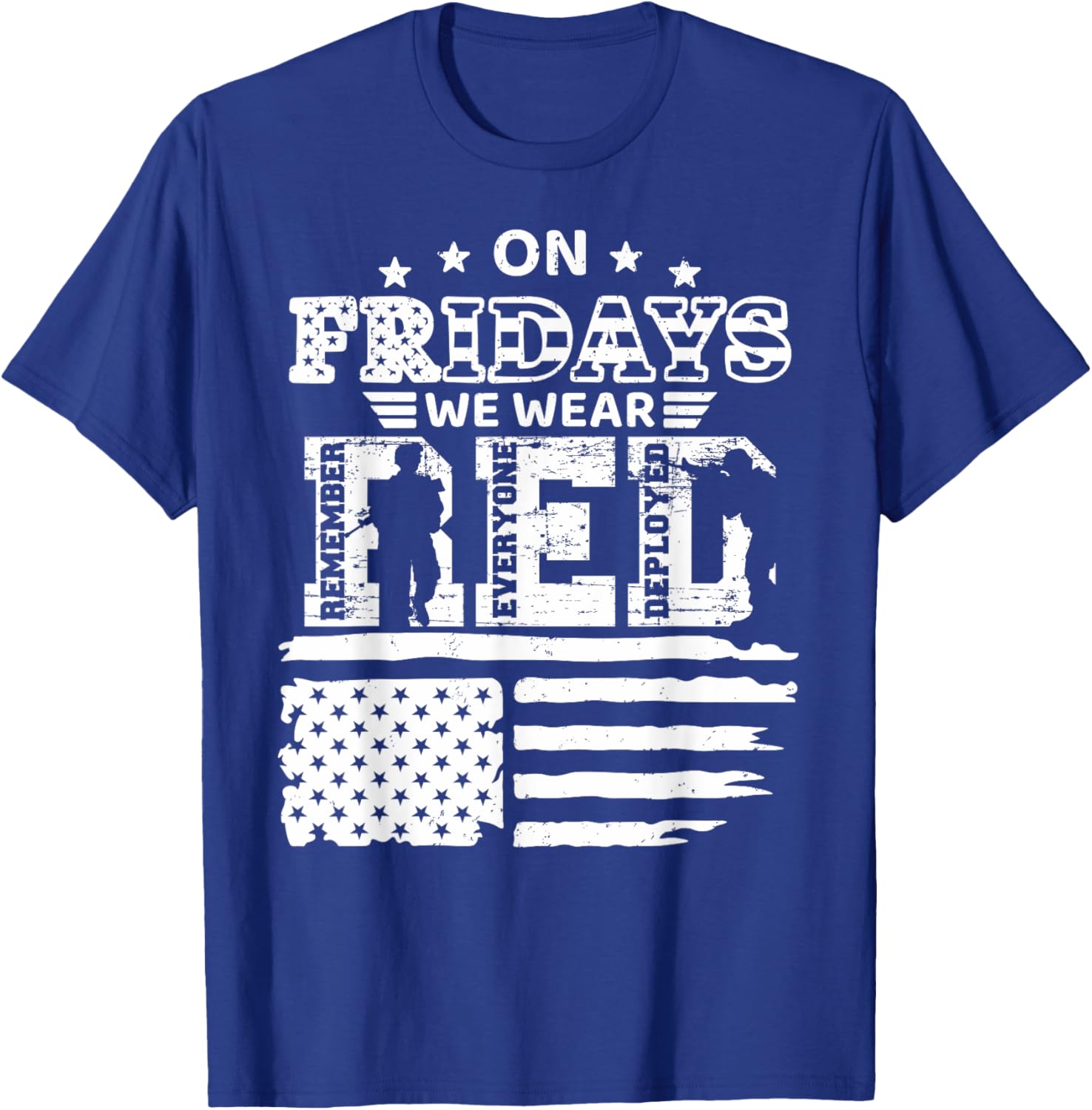 On Friday We Wear Red Friday Military Support troops US Flag T-Shirt - T-Shirt | Royal