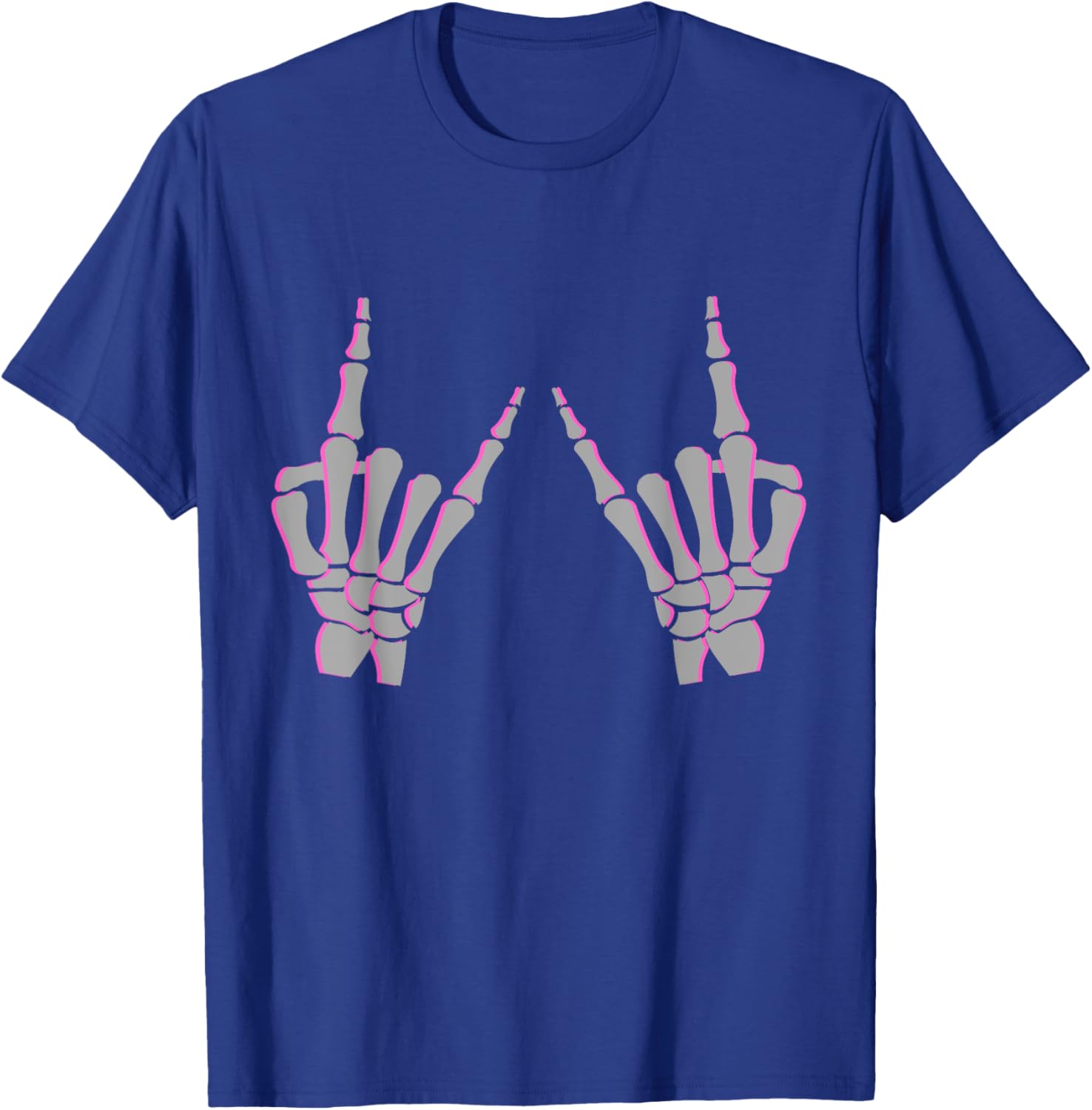 Skeleton Hand Horns Rock On Heavy Metal Women Back the Pink T-Shirt - T-Shirt | Royal