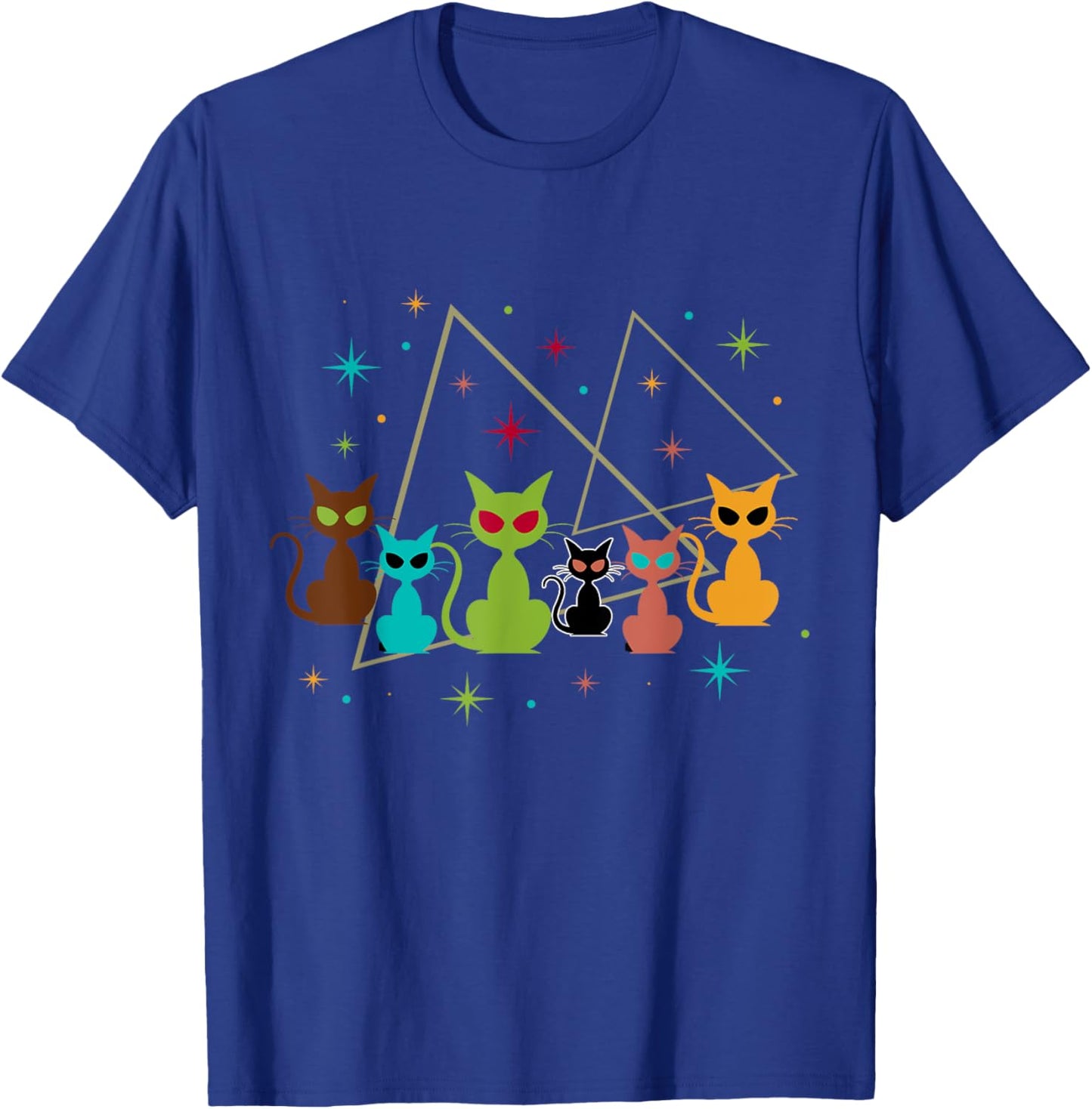 Triangle Classic Art Kitten Lover Vintage Artwork Cute Cat Men Women Kids T-Shirt - T-Shirt | Royal
