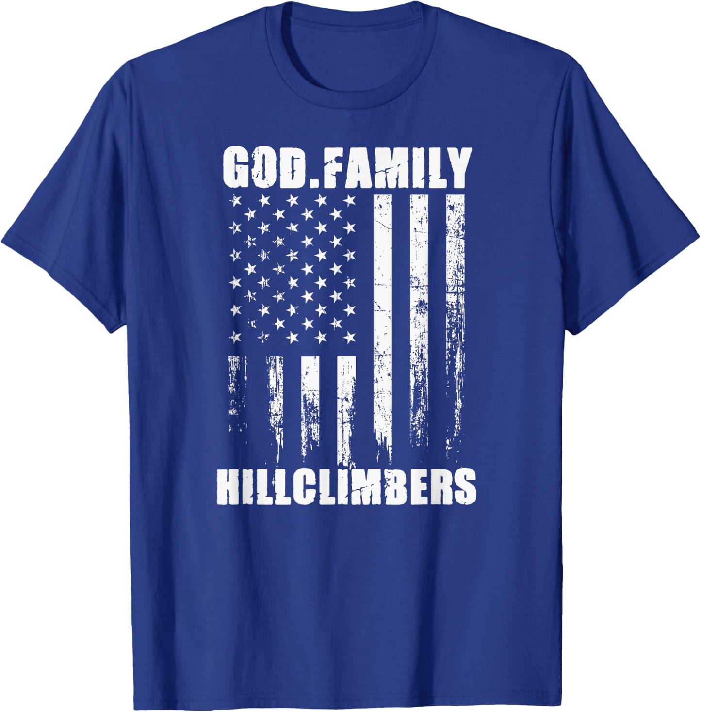 Urbana Hillclimbers God. Family. Vintage USA Flag T-Shirt - T-Shirt | Royal