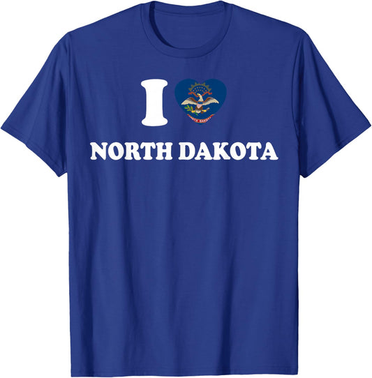 I Love North Dakota Shirt I Heart North Dakota Flag T-Shirt - T-Shirt | Royal
