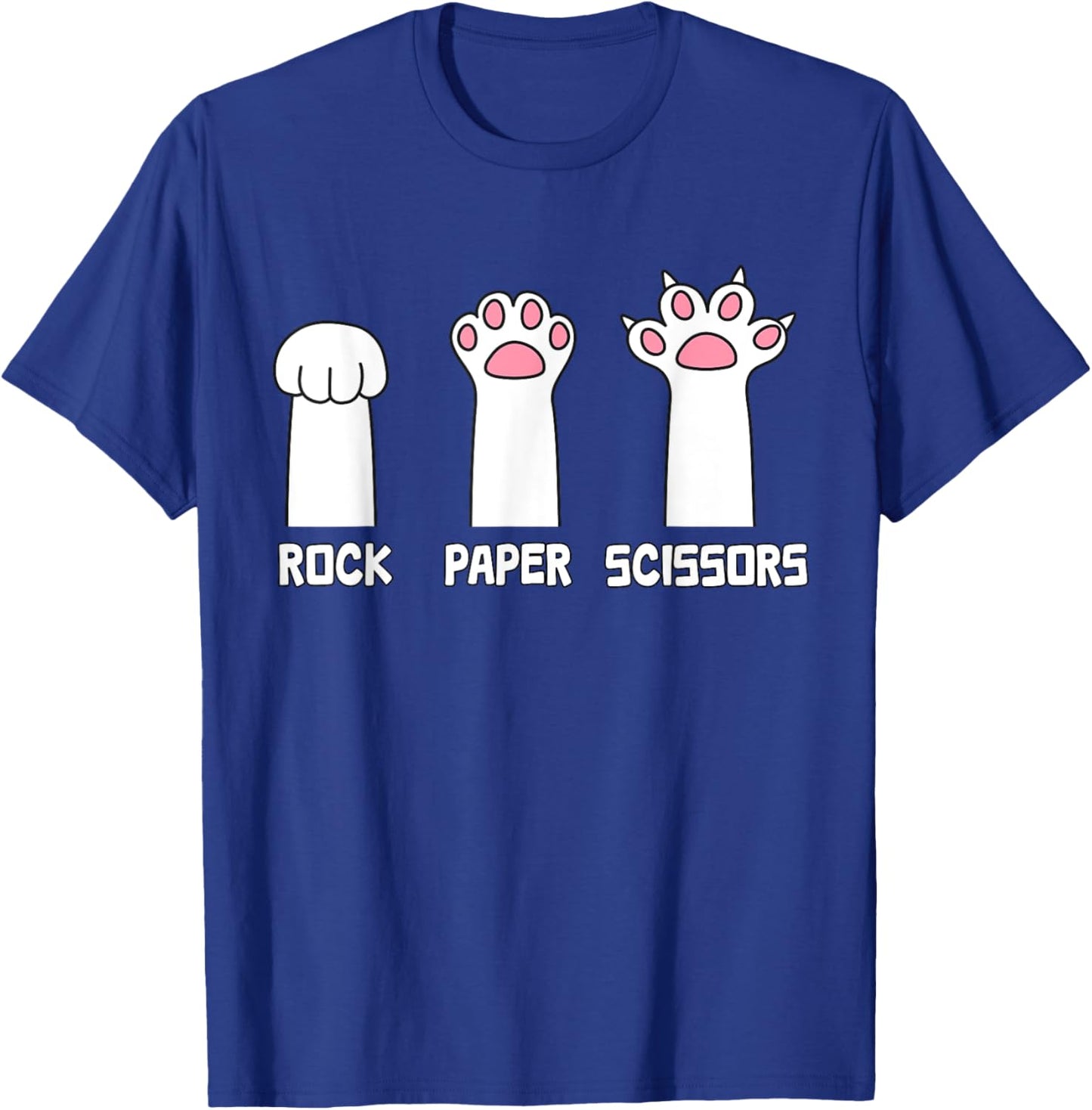 Rock Paper Scissors Cat - Paws Game Cute Paw Funny Cat T-Shirt - T-Shirt | Royal