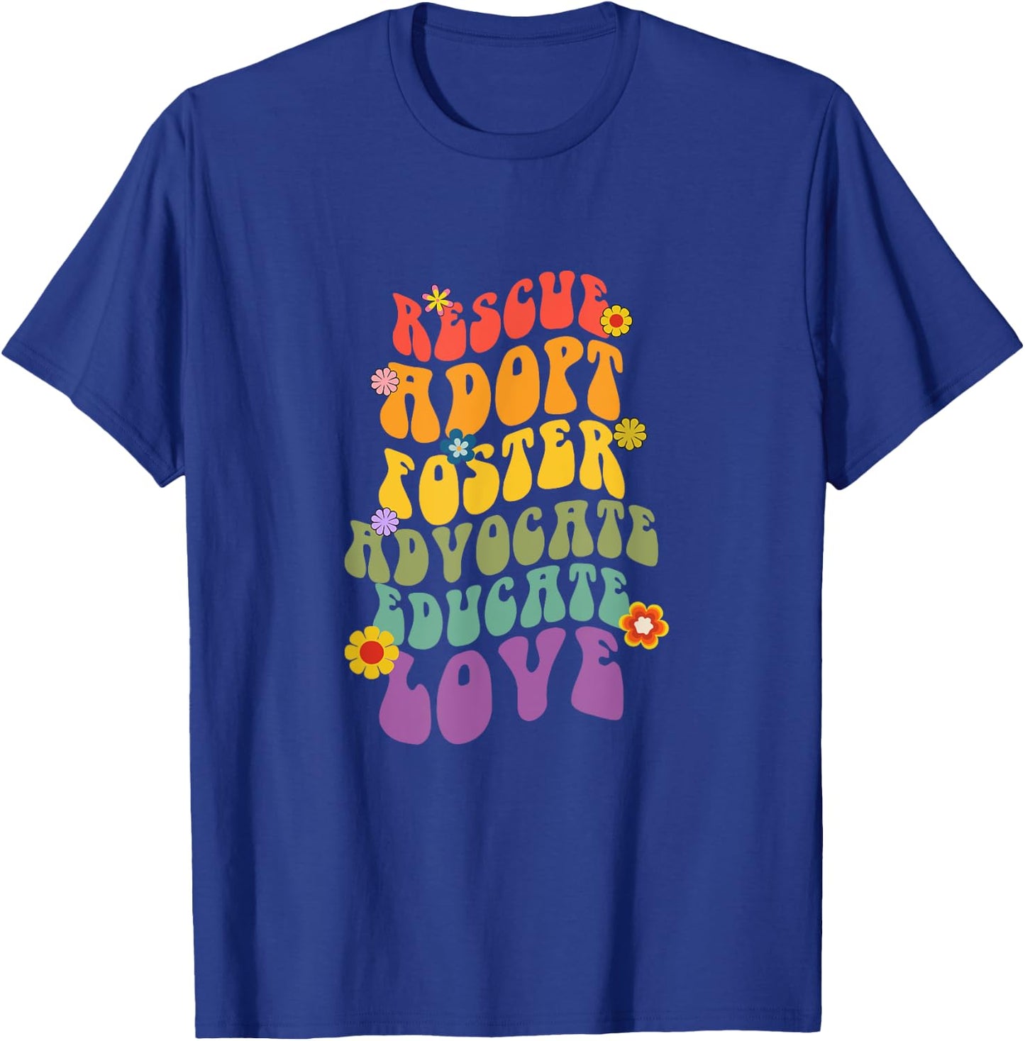 Rescue Adopt Foster Advocate Groovy Dog Mom Rescue Adoption Women T-Shirt - T-Shirt | Royal