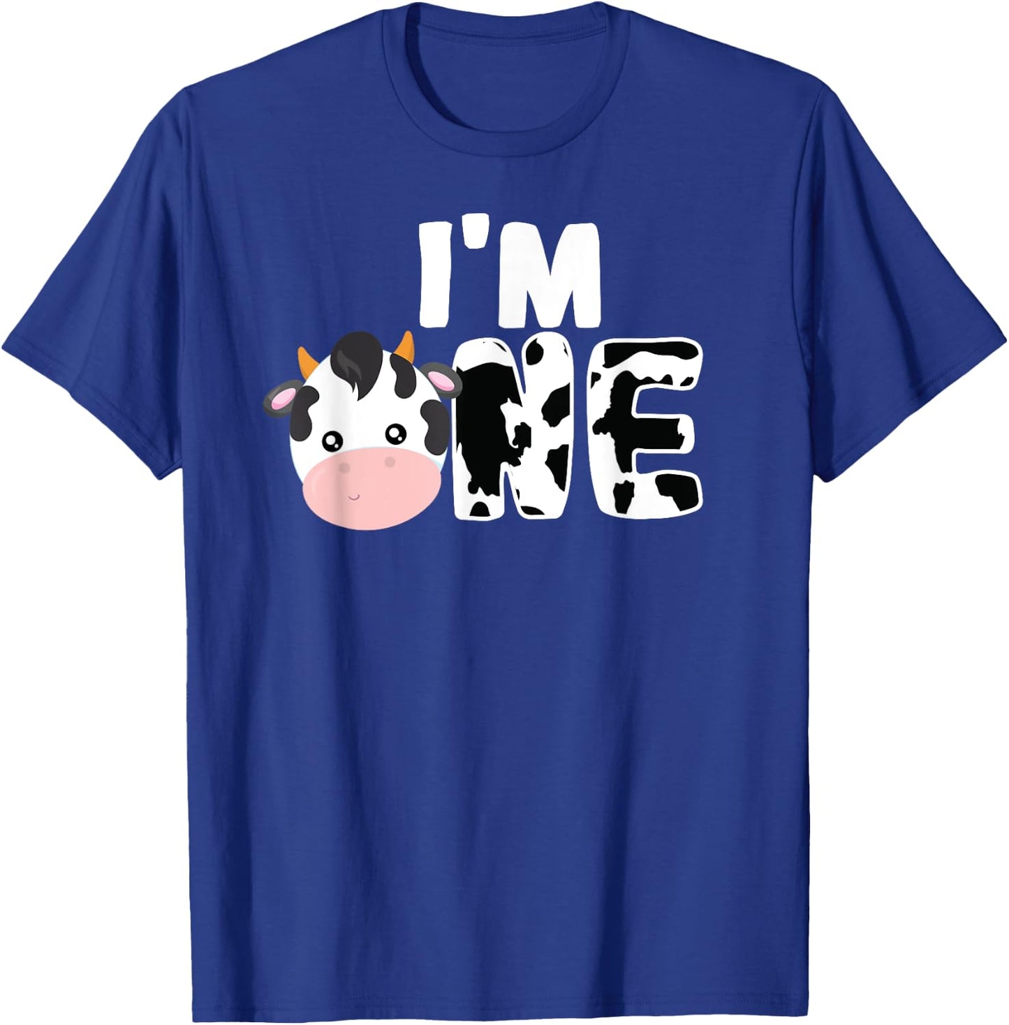 I'm One Age 1 Cow Farm Theme Birthday Gift 1 Yrs Old Shirt T-Shirt - T-Shirt | Royal