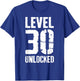 Level 30 Unlocked Shirt Men Women Video Gamer 30th Birthday T-Shirt - T-Shirt | Royal