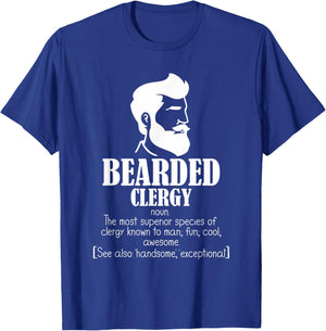 Clergy Definition Clergyman Priest Jesus Bearded Clergy T-Shirt - T-Shirt | Royal