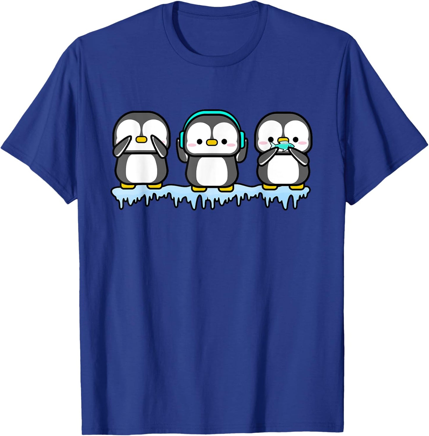Funny Penguins See Hear Speak No Evil Bird Nerds Penguin T-Shirt - T-Shirt | Royal