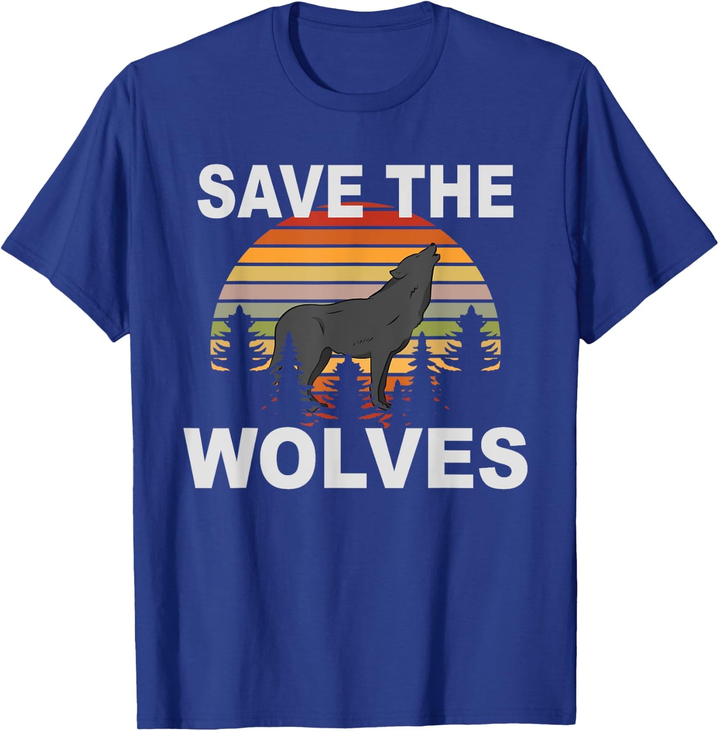 Retro Vintage Animal Lover Wolf Save The Wolves T-Shirt - T-Shirt | Royal